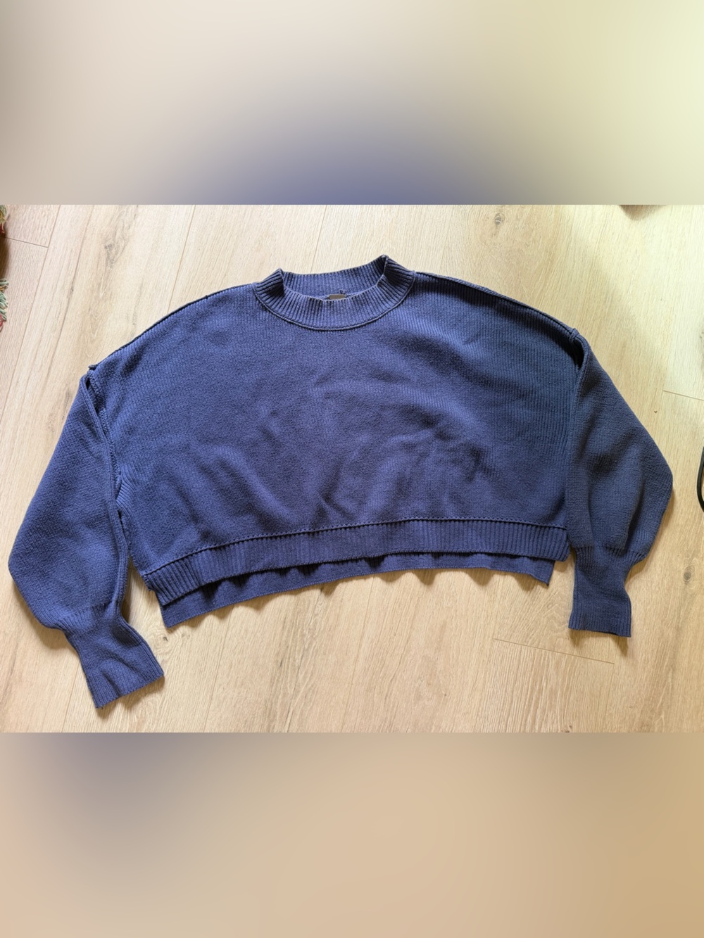 Free People easy street crop sweater, size M, blue